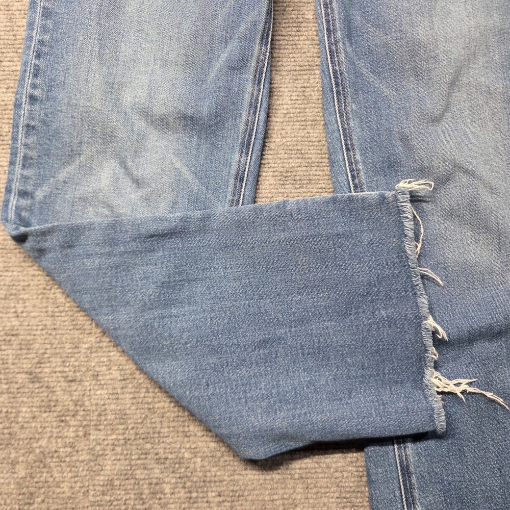 Quince Bella Stretch Straight Jeans Twilight Blue Fray Raw Hem 27 W-PNT-113 - Picture 2 of 16